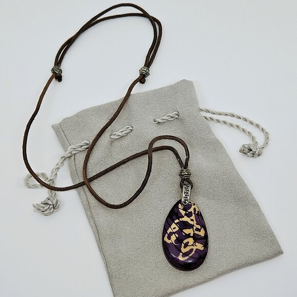 Purple/Black Adjustable Tear Drop Pendant Necklace - Picture 3 of 7